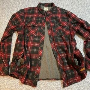 Men's Voyager Thermal Lined Flannel Buttondown Shirt with Lined Pockets - Large